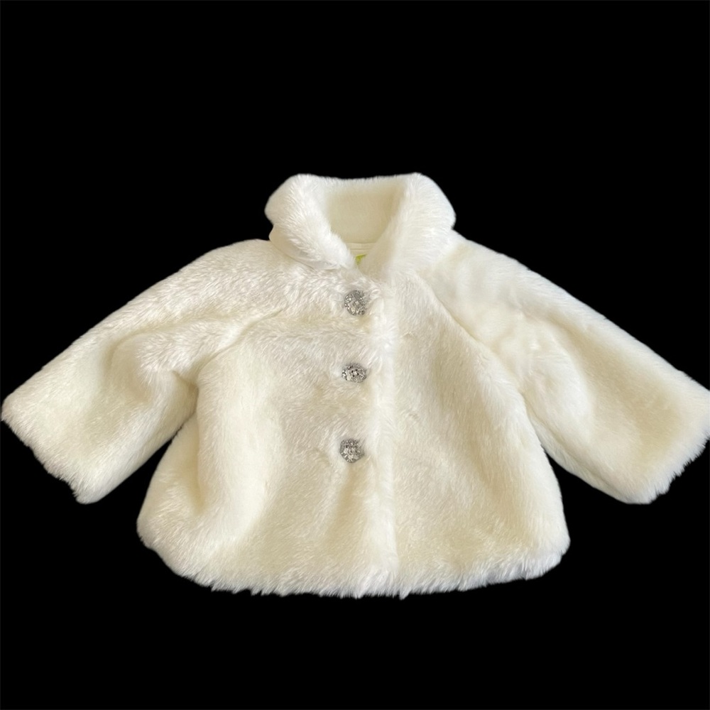 Crazy 8 Faux Fur Coat  White 12-18M Baby Girl Winter Holiday Dressy Jacket